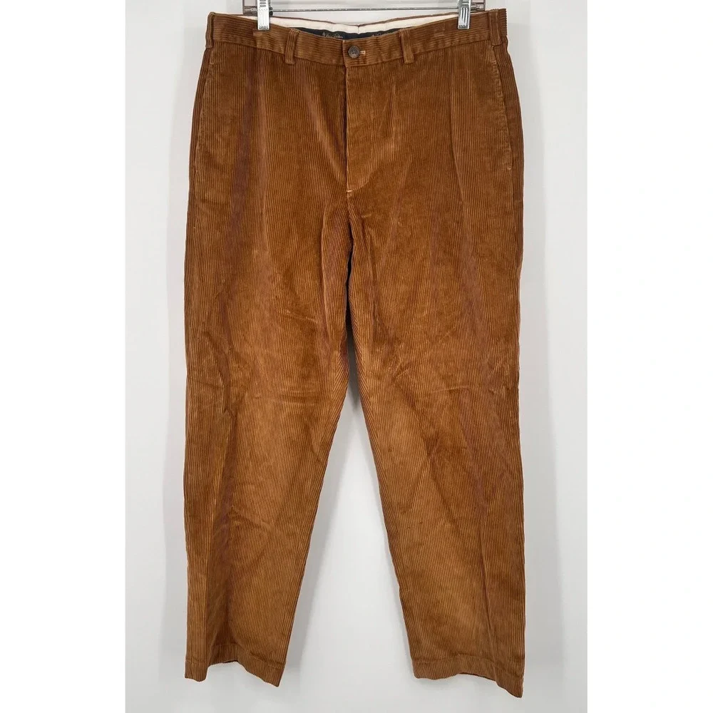 Brooks Brothers Hudson Corduroy Pants Mens 36x32 Brown Wide Wale‎ Cotton Blend